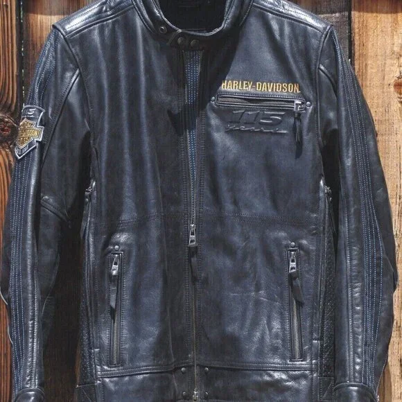MEN'S AUTHENTIC HARLEY DAVIDSON 115th ANNIVERSARY EAGLE LEATHER JACKET X LRG EUC - Picture 3 of 9